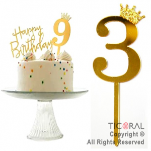 CAKE TOPPER DORADO NUMERO 3 (17 x 6 cm)  X 1